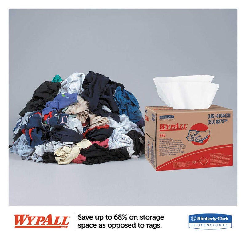 WypAll PowerClean X80 Cloths Heavy Duty Wipes (41044), Brag Box, Extended Use Towels, White (1 Packs of 152 Sheets, 152 Sheet Total) - Image 3